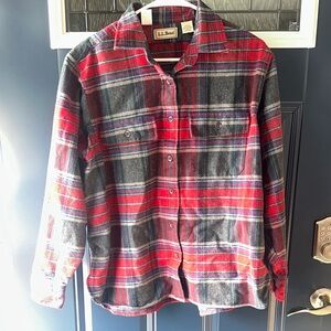 L.L. Bean Red and Gray Flannel Shirt